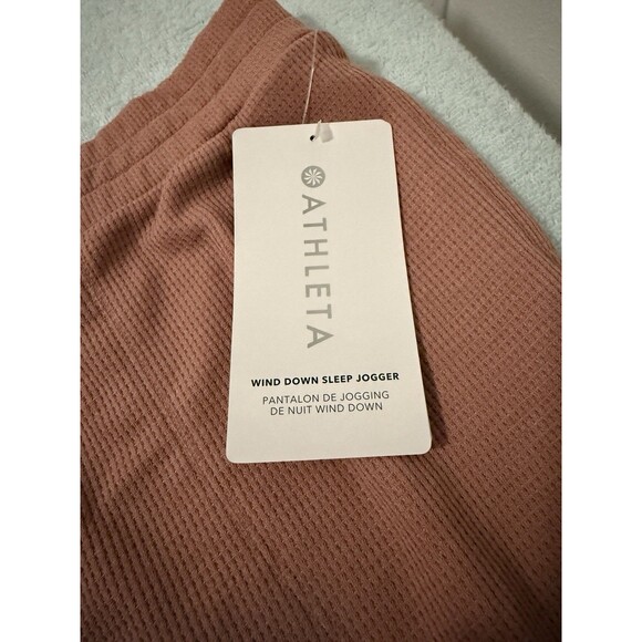 Athleta Womens Wind Down Sleep Top & Bottom Pajama Set Medium Pink Nwt - Picture 8 of 12